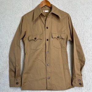 Vintage Levis 70s Denim Cotton Canvas Heavy Work Shirt Men S Sawtooth White Tag